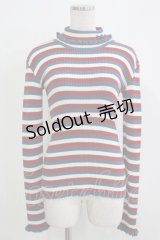 Shirley Temple / カラーボーダーニット 160 オフ×ブルー×ボルドー H-25-11-26-043-ET-TO-KB-ZH