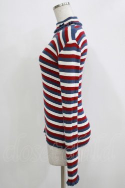 画像2: Shirley Temple / カラーボーダーニット 160 オフ×ブルー×ボルドー H-25-11-26-043-ET-TO-KB-ZH