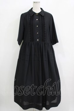 画像1: Jane Marple Dans Le Salon / ピンタックレースシャツワンピース  ブラック H-25-11-26-005-JM-OP-KB-ZH