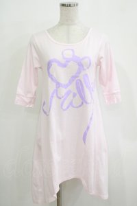 MILK / Ribbonロゴワンピース  ピンク×パープルプリント H-25-11-26-046-ML-OP-KB-ZT199