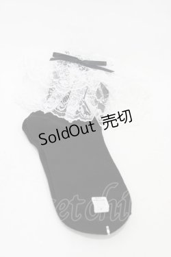 画像1: metamorphose / ラッセルレースクルーソックス  ブラック/ホワイト H-25-11-26-1004-ME-ZA-NS-ZH