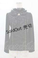 axes femme / カメオブローチ付きハイネックシフォンフリルカットソー M ブラック H-25-11-26-1049-AX-TO-NS-ZH