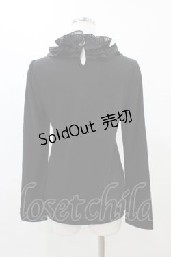 画像2: axes femme / カメオブローチ付きハイネックシフォンフリルカットソー M ブラック H-25-11-26-1049-AX-TO-NS-ZH