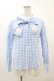 画像1: Nile Perch / ギンガムチェックリボンブラウス Free サックス H-25-11-26-1052-LO-BL-NS-ZH (1)