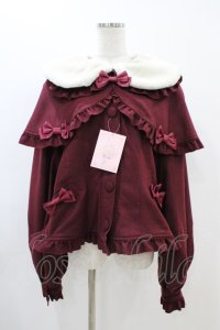 metamorphose / Lady Ribbonケープ付きショートコート サイズ1 ボルドー H-25-11-26-1008-ME-CO-NS-ZH
