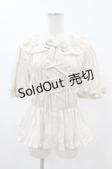 metamorphose / 【プラスサイズ】スクエアあきシャーリング半袖ブラウス プラスサイズ 生成り H-25-11-26-1009-ME-BL-NS-ZH