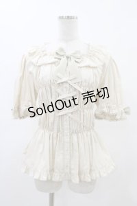 metamorphose / 【プラスサイズ】スクエアあきシャーリング半袖ブラウス プラスサイズ 生成り H-25-11-26-1009-ME-BL-NS-ZH