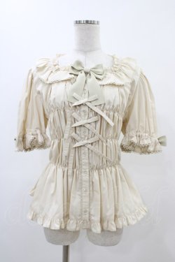 画像1: metamorphose / 【プラスサイズ】スクエアあきシャーリング半袖ブラウス プラスサイズ 生成り H-25-11-26-1009-ME-BL-NS-ZH