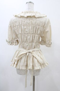 画像2: metamorphose / 【プラスサイズ】スクエアあきシャーリング半袖ブラウス プラスサイズ 生成り H-25-11-26-1009-ME-BL-NS-ZH