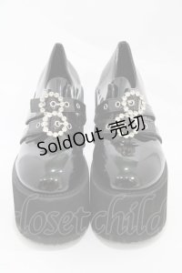 Bubbles / ダブルバックル厚底シューズ 41/25.0cm〜25.5cm ブラックエナメル H-25-11-26-1002-CA-SH-NS-ZH