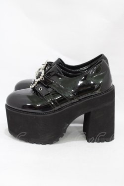画像2: Bubbles / ダブルバックル厚底シューズ 41/25.0cm〜25.5cm ブラックエナメル H-25-11-26-1002-CA-SH-NS-ZH