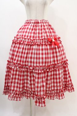 画像1: Nile Perch / ギンガムチェックフリルスカート Free レッド H-25-11-26-1022-LO-SK-NS-ZH