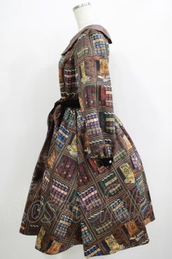 画像2: Q-pot. / Melty Bookshelfパフスリーブドレス M ブラウン H-25-11-26-001-QP-OP-KB-ZH