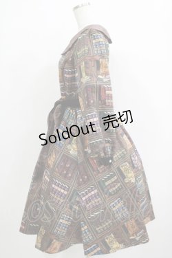 画像2: Q-pot. / Melty Bookshelfパフスリーブドレス M ブラウン H-25-11-26-001-QP-OP-KB-ZH