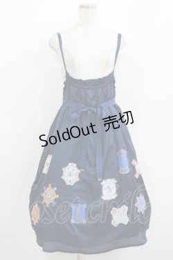 画像1: Jane Marple / Cartes A Filsデコパージュキャミソールワンピース M ネイビー H-25-11-26-007-JM-OP-KB-ZH