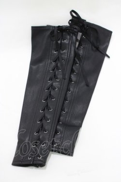 画像2: Moi-meme-Moitie / 合皮編み上げアームカバー  黒 H-25-11-26-073-MO-ZA-KB-ZH