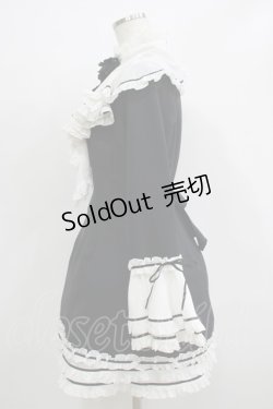 画像2: MARBLE / コサージュ付きロマンティックドレープフリルワンピース  黒×白 H-25-11-26-015-GO-OP-KB-ZH