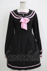 ililil / さきまるちゃんコラボワンピース M 黒×ピンク H-25-11-26-016-PU-OP-KB-ZH