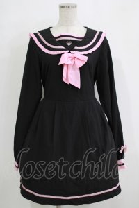 ililil / さきまるちゃんコラボワンピース M 黒×ピンク H-25-11-26-016-PU-OP-KB-ZH