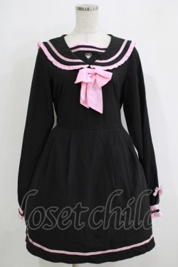 画像1: ililil / さきまるちゃんコラボワンピース M 黒×ピンク H-25-11-26-016-PU-OP-KB-ZH