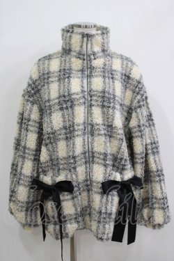 画像1: merry jenny / チェックボアリボンブルゾン F ブラック H-25-11-26-018-LO-JA-KB-ZH