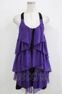 GHOST of HARLEM / シフォンフリルワンピース  黒×紫 H-25-11-26-020-GL-OP-KB-ZH