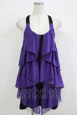 画像1: GHOST of HARLEM / シフォンフリルワンピース  黒×紫 H-25-11-26-020-GL-OP-KB-ZH
