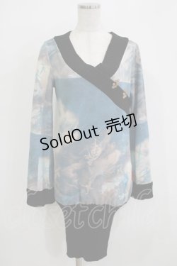 画像1: Ozz oneste / プリントニットワンピ  ブルー H-25-11-26-021-OO-OP-KB-ZH