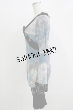 画像2: Ozz oneste / プリントニットワンピ  ブルー H-25-11-26-021-OO-OP-KB-ZH