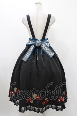 画像2: Amavel / 月夜の狐と寒椿 和風スカート Free ブラック H-25-11-27-039-CA-SK-NS-ZH