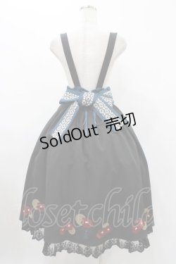 画像2: Amavel / 月夜の狐と寒椿 和風スカート Free ブラック H-25-11-27-039-CA-SK-NS-ZH