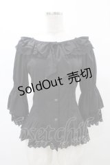 Infanta（海外ロリータブランド） / フリルブラウス M ブラック H-25-11-27-056-0-BL-NS-ZH