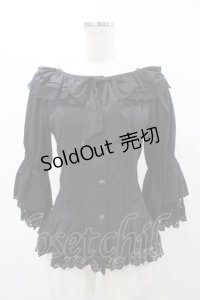 Infanta（海外ロリータブランド） / フリルブラウス M ブラック H-25-11-27-056-0-BL-NS-ZH