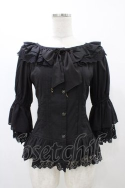 画像1: Infanta（海外ロリータブランド） / フリルブラウス M ブラック H-25-11-27-056-0-BL-NS-ZH