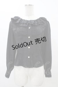 Diamond Honey（海外ロリータブランド） / フリルブラウス M ブラック H-25-11-27-058-EL-BL-NS-ZH