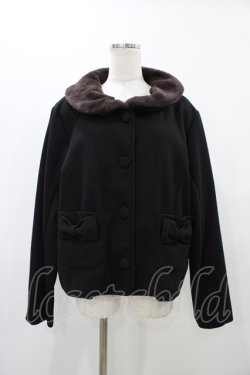 画像1: m petit by misako / ファーエリショートジャケット LL ブラック H-25-11-27-059-LO-JA-NS-ZH