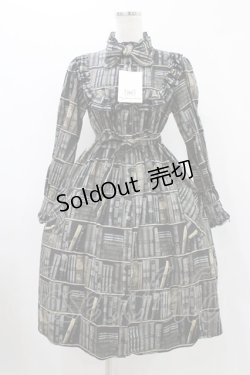 画像1: Physical Drop / チュニックワンピース【本棚柄】 Free ダーク色 H-25-11-27-029-LO-OP-NS-ZH