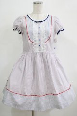 MILK / シュシュドレス  ブルー×レッドストライプ H-25-11-28-001-ML-OP-KB-ZT054