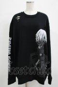 QOOZA / 東京喰種×QOOZA金木研 ダメージスウェット  ブラック H-25-11-28-028-PU-TO-KB-ZH