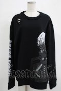 QOOZA / 東京喰種×QOOZA金木研 ダメージスウェット  ブラック H-25-11-28-030-PU-TO-KB-ZH