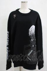 QOOZA / 東京喰種×QOOZA金木研 ダメージスウェット  ブラック H-25-11-28-030-PU-TO-KB-ZH
