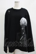 QOOZA / 東京喰種×QOOZA金木研 ダメージスウェット  ブラック H-25-11-28-031-PU-TO-KB-ZH