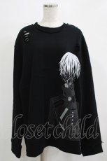 画像1: QOOZA / 東京喰種×QOOZA金木研 ダメージスウェット  ブラック H-25-11-28-031-PU-TO-KB-ZH (1)
