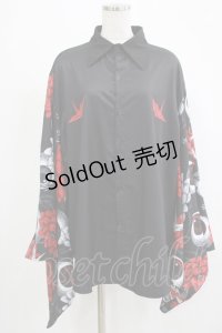 ACDC RAG / ハスノハナキモノシャツ  ブラック×レッド H-25-11-28-039-PU-BL-KB-ZH