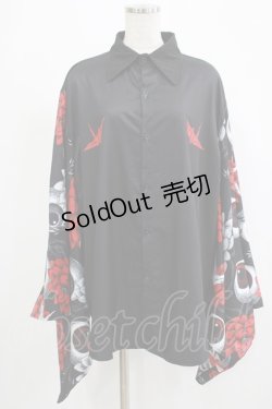 画像1: ACDC RAG / ハスノハナキモノシャツ  ブラック×レッド H-25-11-28-039-PU-BL-KB-ZH