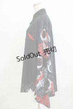 画像2: ACDC RAG / ハスノハナキモノシャツ  ブラック×レッド H-25-11-28-039-PU-BL-KB-ZH