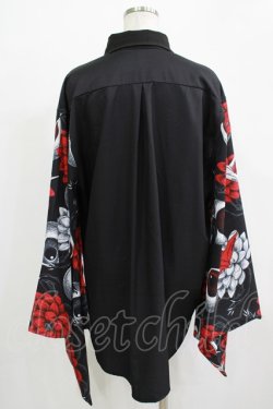 画像3: ACDC RAG / ハスノハナキモノシャツ  ブラック×レッド H-25-11-28-039-PU-BL-KB-ZH