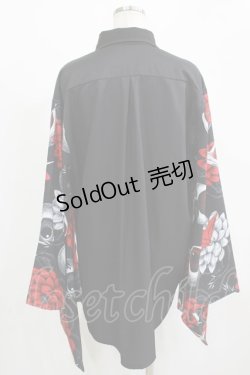 画像3: ACDC RAG / ハスノハナキモノシャツ  ブラック×レッド H-25-11-28-039-PU-BL-KB-ZH