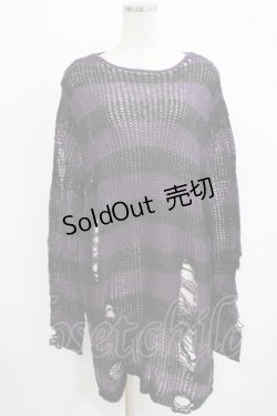 画像1: KILL STAR / Graph Knit Sweater S ブラック×パープル H-25-11-28-041-SL-TO-KB-ZH