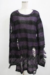 KILL STAR / Graph Knit Sweater XS ブラック×パープル H-25-11-28-042-SL-TO-KB-ZH